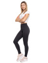 Legginsy damskie z wysokim stanem prążkowane sportowe GRAFIT