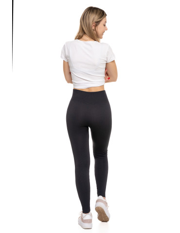 Legginsy - Legginsy damskie z wysokim stanem prążkowane sportowe GRAFIT - produkt 8