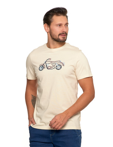 Koszulki, topy, koszule - Męska koszulka z motorem BEŻOWY - produkt 3