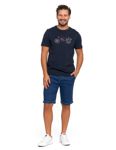 Koszulki, topy, koszule - Koszulka męska T-shirt bawełniany z haftem motocykla GRANATOWY - produkt 5