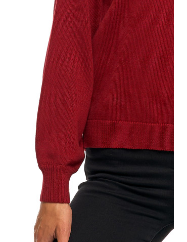 Swetry - Sweter damski bawełniany oversize z aplikacją kwiatową CZERWONY - produkt 3