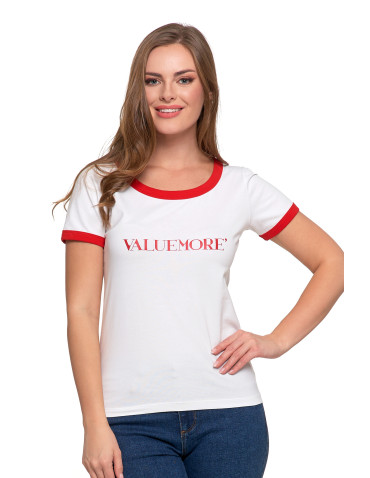 Koszulki i topy - Koszulka damska t-shirt Slim Fit z napisami CZERWONY - produkt 1
