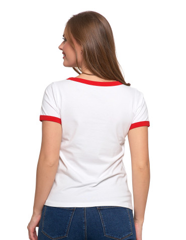 Koszulki i topy - Koszulka damska t-shirt Slim Fit z napisami CZERWONY - produkt 4