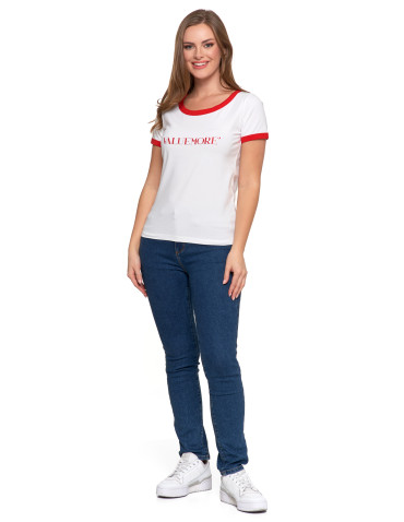 Koszulki i topy - Koszulka damska t-shirt Slim Fit z napisami CZERWONY - produkt 6