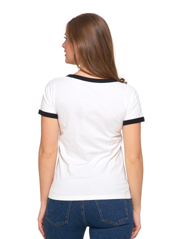 Koszulki i topy - Koszulka damska t-shirt Slim Fit z napisami CZARNY - produkt 3