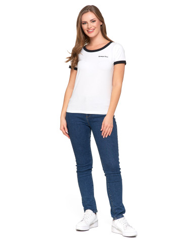 Koszulki i topy - Koszulka damska t-shirt Slim Fit z napisami CZARNY - produkt 5