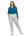 Spodnie damskie dresowe z haftem Plus Size SZARY