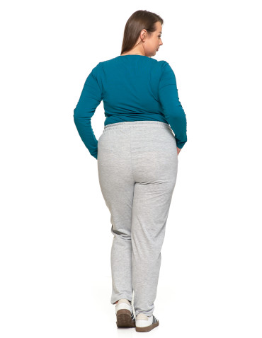 Spodnie - Spodnie damskie dresowe z haftem Plus Size SZARY - produkt 2