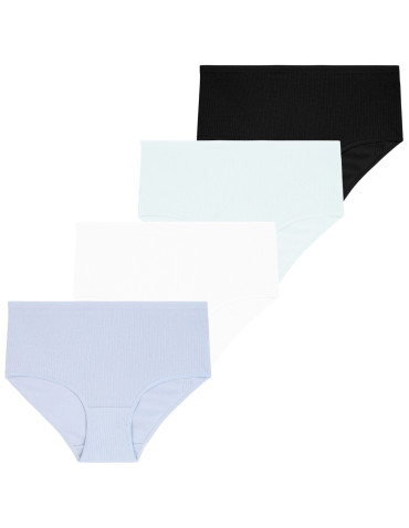 Figi - Damskie majtki bawełniane z wysokim stanem Plus Size 4-pak WIELOKOLOROWY - produkt 1