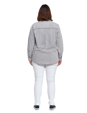 Bluzki i koszule - Koszula jeansowa damska w stylu denim SZARY - produkt 7