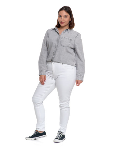 Bluzki i koszule - Koszula jeansowa damska w stylu denim SZARY - produkt 15