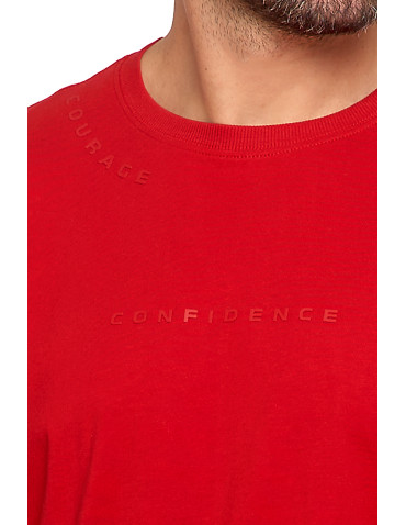 Koszulki, topy, koszule - Bawełniany T-shirt męski oversize BORDOWY - produkt 2