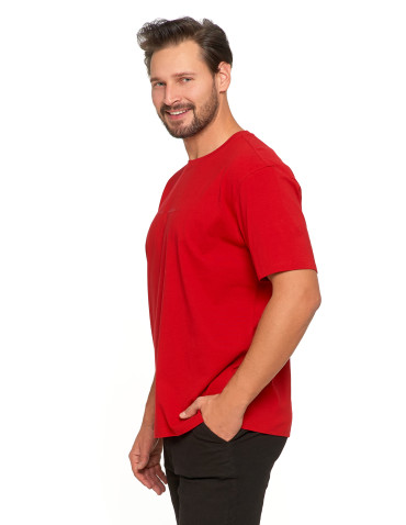 Koszulki, topy, koszule - Bawełniany T-shirt męski oversize BORDOWY - produkt 3
