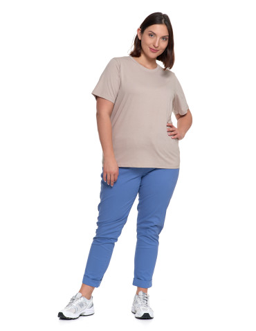 Koszulki i topy - T-shirt damski bawełniany bez szwów bocznych BEŻOWY - produkt 2