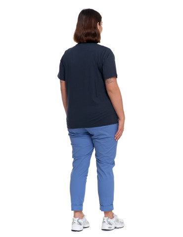 Koszulki i topy - T-shirt damski bawełniany bez szwów bocznych GRANATOWY - produkt 9