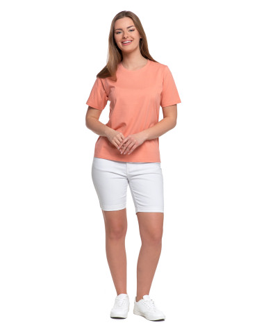 Koszulki i topy - T-shirt damski bawełniany bez szwów bocznych POMARAŃCZOWY - produkt 2