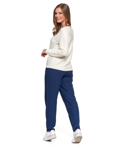 Swetry - Sweter damski dzianinowy z wiskozy o luźnym kroju BIAŁY - produkt 2