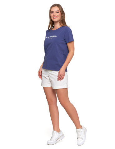 Koszulki i topy - T-shirt damski bawełniany klasyczny z napisem NIEBIESKI - produkt 2