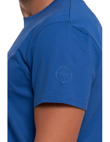 Koszulki, topy, koszule - T-shirt męski bawełniany bez bocznych szwów NIEBIESKI - produkt 2