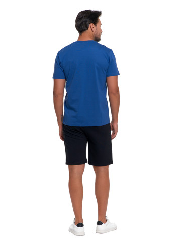 Koszulki, topy, koszule - T-shirt męski bawełniany bez bocznych szwów NIEBIESKI - produkt 3