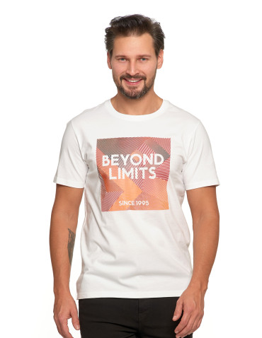 Koszulki, topy, koszule - Koszulka męska T-shirt bawełniany z nadrukiem BIAŁY - produkt 1