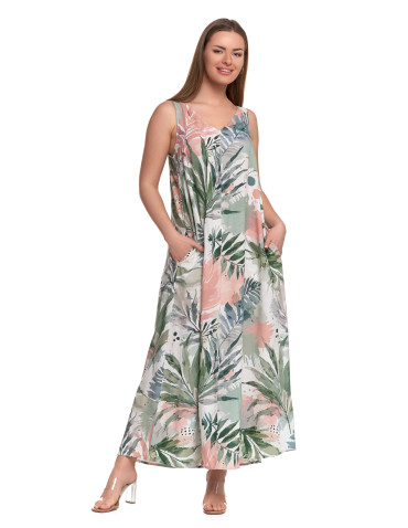 Sukienki - Damska sukienka maxi letnia o luźnym kroju SZARY - produkt 2