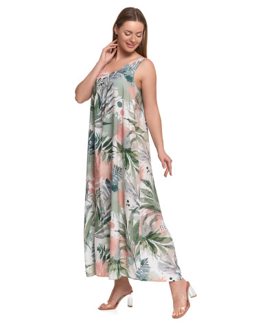 Sukienki - Damska sukienka maxi letnia o luźnym kroju SZARY - produkt 4