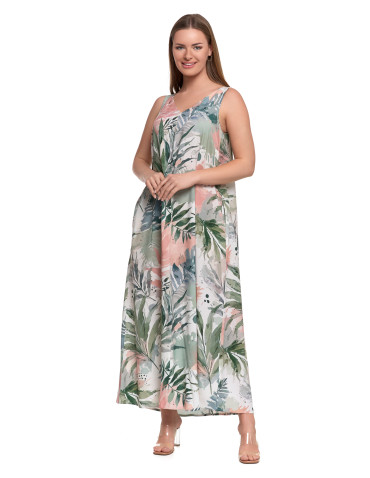Sukienki - Damska sukienka maxi letnia o luźnym kroju SZARY - produkt 7