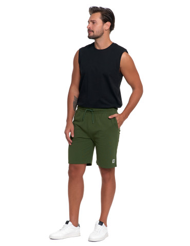 Szorty - Męskie spodenki dresowe krótkie KHAKI - produkt 5