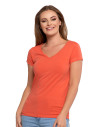 T-shirt damski bawełniany z dekoltem V Plus Size POMARAŃCZOWY