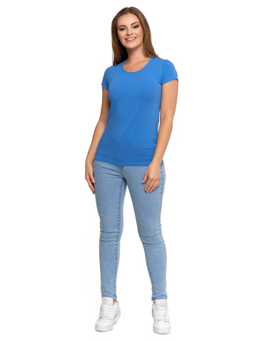 Koszulki i topy - T-shirt damski z okrągłym dekoltem plus size NIEBIESKI - produkt 4