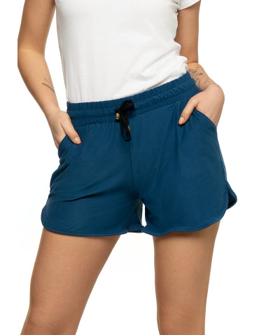 Szorty - Damskie szorty na gumce z wiązaniem JEANS - produkt 1