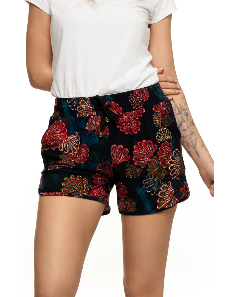 Szorty - Krótkie spodenki damskie szorty Plus Size w etno kwiaty WZÓR - produkt moraj.pl 1