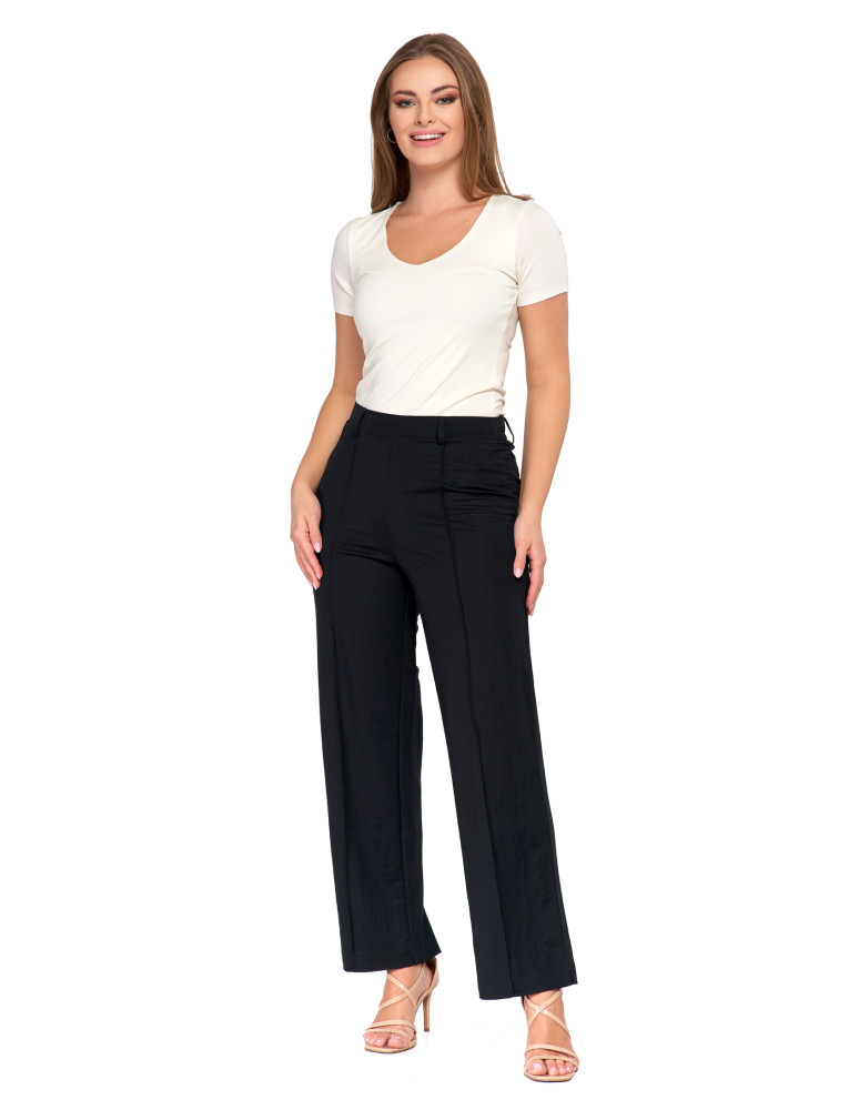 Spodnie - Eleganckie spodnie damskie z prostą nogawką CZARNY - produkt moraj.pl 1
