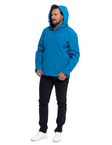 Odzież wierzchnia - Kurtka męska softshell wodoodporna z odpinanym kapturem NIEBIESKI - produkt 7