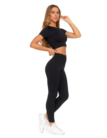 Legginsy - Legginsy damskie bezszwowe z wysokim stanem sportowe CZARNY - produkt 3