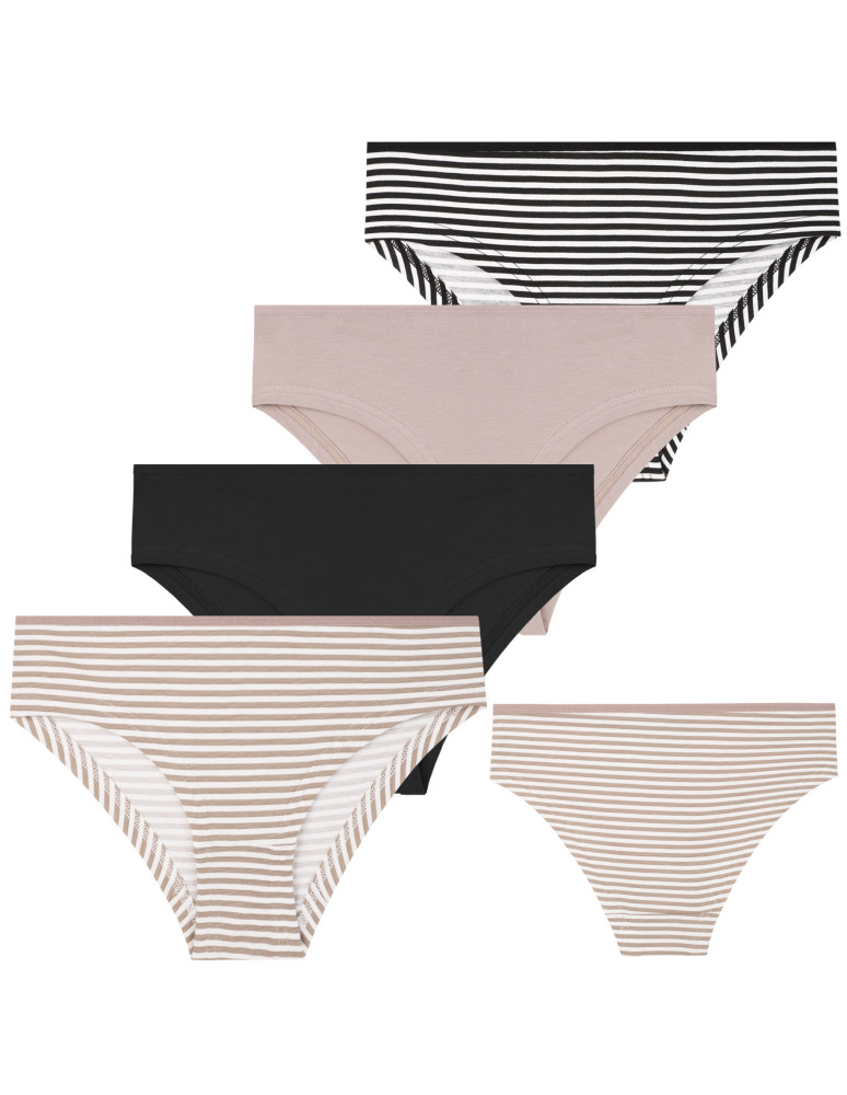 Figi - Damskie majtki figi bikini w paski i jednolite 4-pak WIELOKOLOROWY - produkt moraj.pl 1