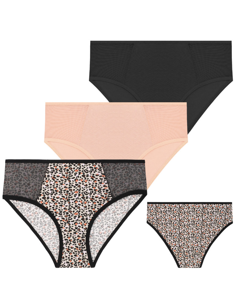 Figi - Majtki damskie figi bikini z siateczką 3-pak WIELOKOLOROWY - produkt moraj.pl 1