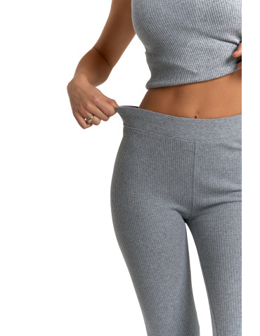 Legginsy - Legginsy damskie bawełniane z szeroką gumą w pasie SZARY - produkt 10