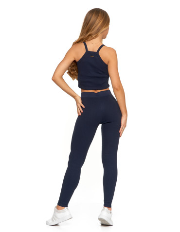 Legginsy - Legginsy damskie bawełniane z szeroką gumą w pasie GRANAT - produkt 4
