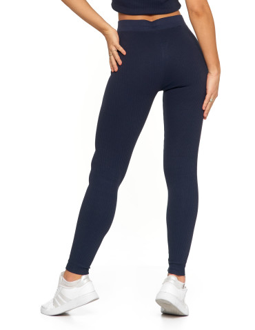 Legginsy - Legginsy damskie bawełniane z szeroką gumą w pasie GRANAT - produkt 13