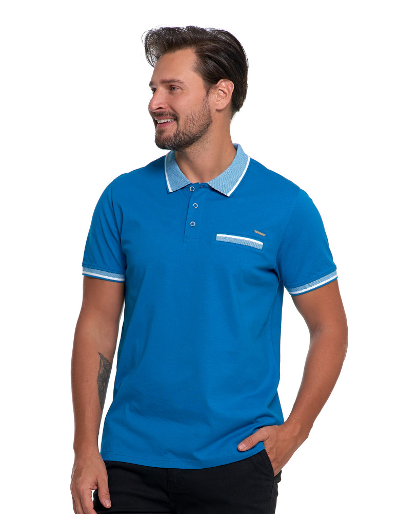 Polo - Koszulka męska polo bawełniana NIEBIESKI - produkt moraj.pl 1