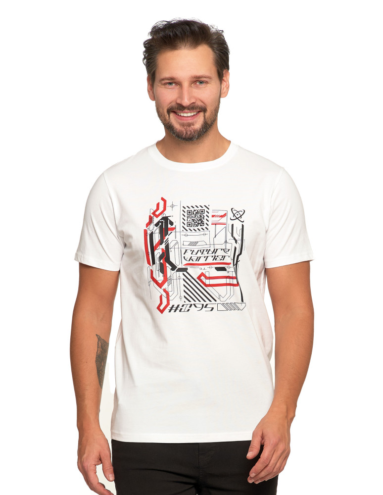 Koszulki, topy, koszule - Koszulka męska bawełniana T-shirt z nadrukiem BIAŁY - produkt moraj.pl 1