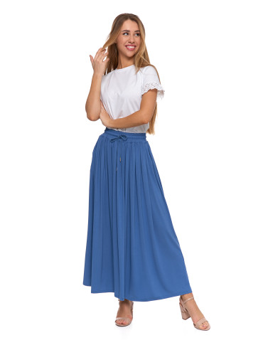 Spódnice - Długa spódnica damska maxi wiskozowa z kieszeniami JEANS - produkt 1