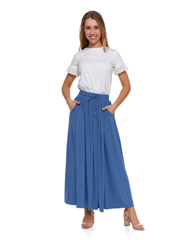 Spódnice - Długa spódnica damska maxi wiskozowa z kieszeniami JEANS - produkt 4