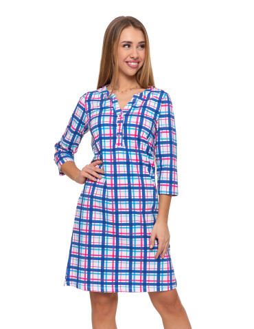 Koszule nocne - Koszula nocna damska rozpinana Plus Size z rękawem 3/4 RÓŻOWY - produkt 3