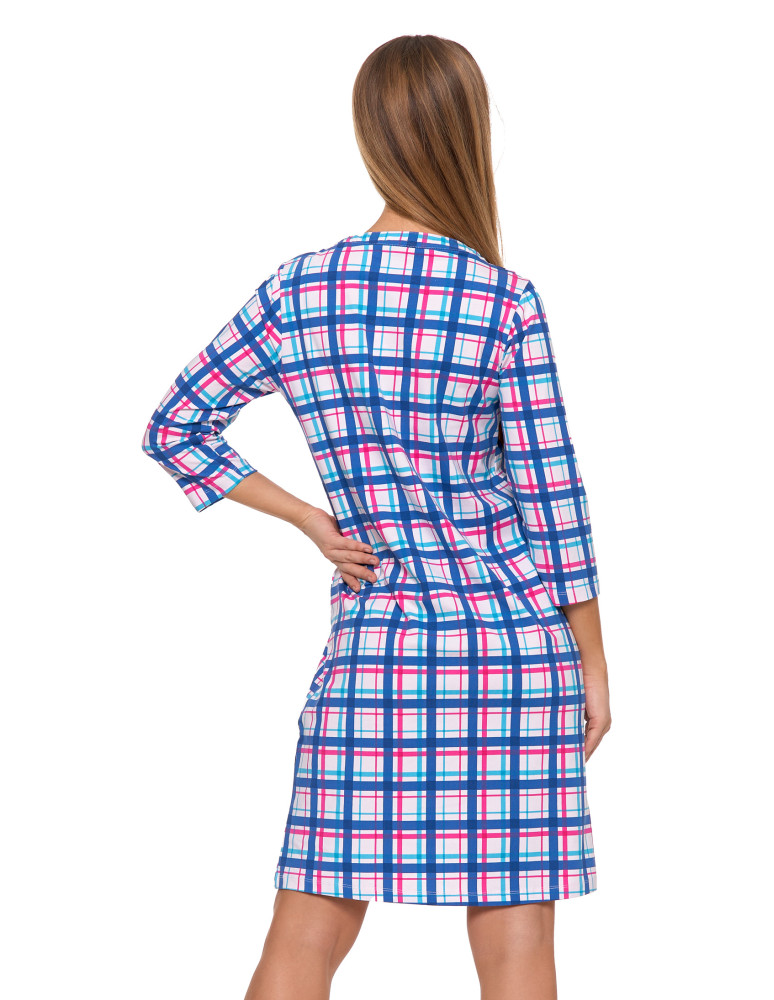 Koszule nocne - Koszula nocna damska rozpinana Plus Size z rękawem 3/4 RÓŻOWY - produkt moraj.pl 4