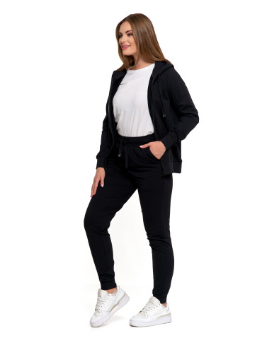 Bluzy - Bluza damska dresowa z kapturem i zamkiem CZARNY - produkt 3