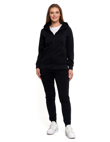 Bluzy - Bluza damska dresowa z kapturem i zamkiem CZARNY - produkt 4