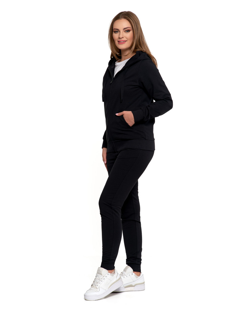 Bluzy - Bluza damska dresowa z kapturem i zamkiem CZARNY - produkt moraj.pl 5